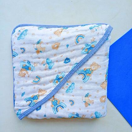 Imagem de Kit Toalha Banho Soft Bebe Com Capuz + 2 Toalha Pano de Boca Babete Soft 100% Algodão Menino Menina