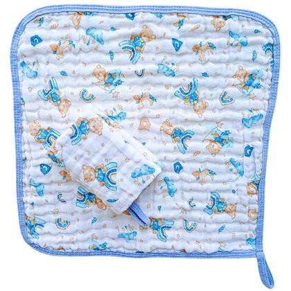 Imagem de Kit Toalha Banho Soft Bebe Com Capuz + 2 Toalha Pano de Boca Babete Soft 100% Algodão Menino Menina