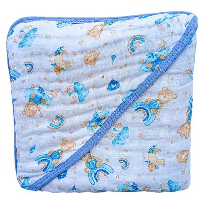 Imagem de Kit Toalha Banho Soft Bebe Com Capuz + 2 Toalha Pano de Boca Babete Soft 100% Algodão Menino Menina