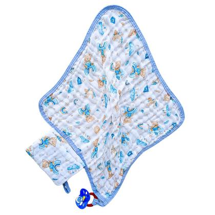 Imagem de Kit Toalha Banho Soft Bebe Com Capuz + 2 Toalha Pano de Boca Babete Soft 100% Algodão Menino Menina