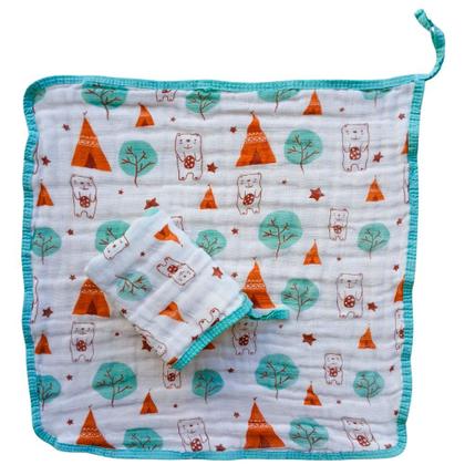 Imagem de Kit Toalha Banho Soft Bebe Com Capuz + 2 Toalha Pano de Boca Babete Soft 100% Algodão Menino Menina