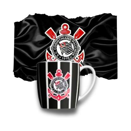 Imagem de Kit Toalha + Caneca Porcelana Xicara Cafe 360ml Corinthians Oficial Licenciado