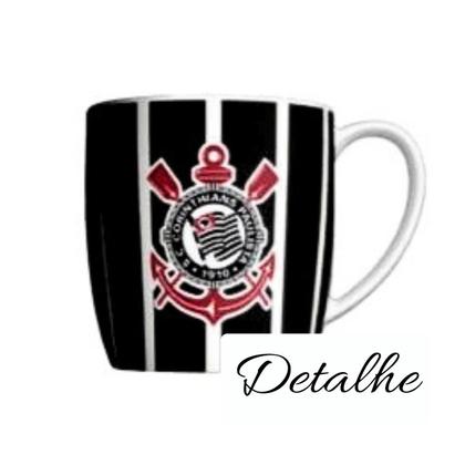 Imagem de Kit Toalha + Caneca Porcelana Xicara Cafe 360ml Corinthians Oficial Licenciado