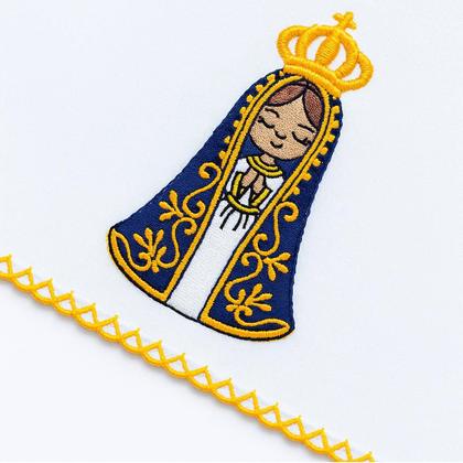 Imagem de Kit Toalha de Banho Bebe Soft C/Capuz + Pano de Boca Babebe Festone Bordada Amarelo