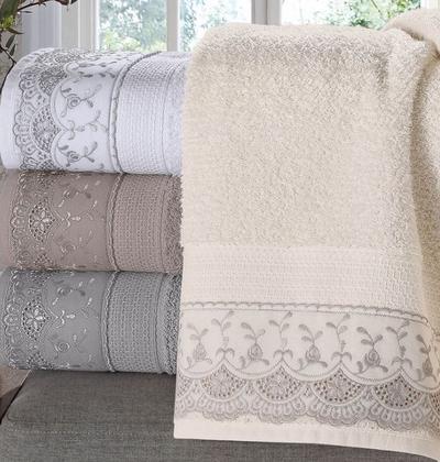 Imagem de Kit Toalha de Banho e Rosto 2 Pçs Melody com Renda Buettner