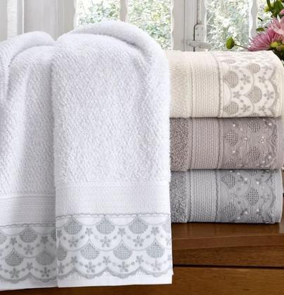 Imagem de Kit Toalha de Banho e Rosto 2 Pçs Melody com Renda Buettner