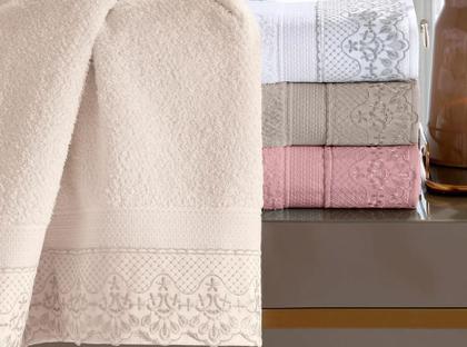 Imagem de Kit Toalha de Banho e Rosto 2 Pçs Melody com Renda Buettner