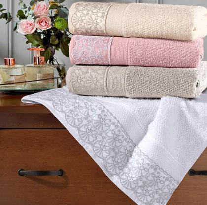 Imagem de Kit Toalha de Banho e Rosto 2 Pçs Melody com Renda Buettner