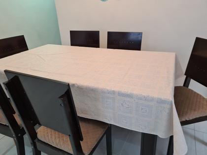 Imagem de Kit Toalha de Mesa 6 Lugares Rendada TNT + Toalha de Cristal