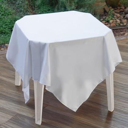 Imagem de Kit toalha de mesa cobre mancha e chá com bainha para festa buffet 100% oxford 5 peças - branco