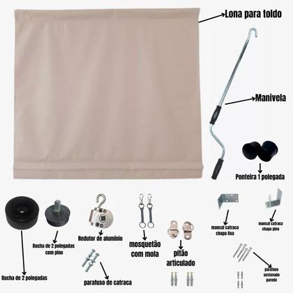 Imagem de Kit Toldo Enrolável Com Ou Sem Visor 3,00 x 2,50 Alt