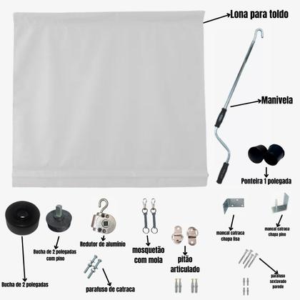 Imagem de Kit Toldo Enrolável Com Ou Sem Visor 3,00 x 2,50 Alt