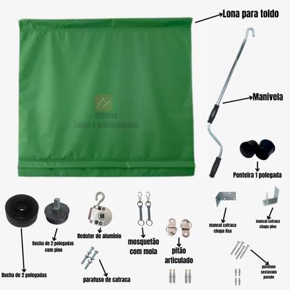 Imagem de Kit Toldo Enrolável Com Ou Sem Visor 3,00 x 2,50 Alt