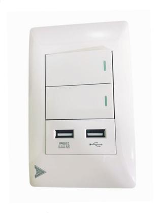 Imagem de Kit Tomada 3 Pinos + Interruptor Duplo Bivolt C 2 Saida Usb