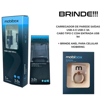 Imagem de Kit Tomada / Caixinha / Fonte / Carregador de Parede - 2 saídas Usb e Tipo C 3A + Cabo Tipo C entrada USB 1m - Ultra rápido - Original Garantia 1 ano