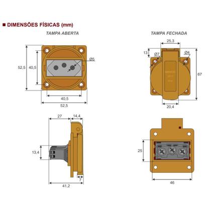 Imagem de Kit Tomada de Embutir Padrão BR 2P+T 20A Branca com Tampa