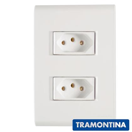 Imagem de Kit Tomada Dupla Simples Interruptor Liz Tramontina Branca