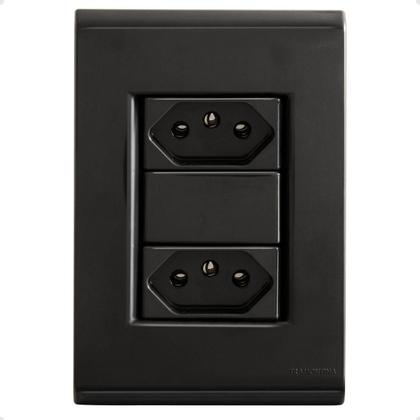 Imagem de Kit Tomada Simples Dupla Interruptor Grafite Tramontina Liz 20 Unidades