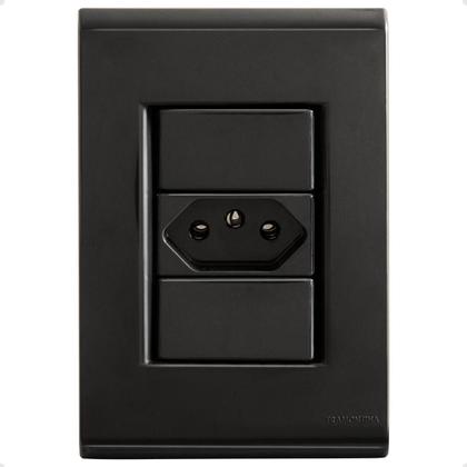 Imagem de Kit Tomada Simples Dupla Interruptor Grafite Tramontina Liz 20 Unidades