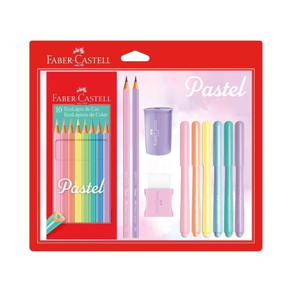 Imagem de Kit Tons Pastel Faber Castell Com Lápis e Canetinhas