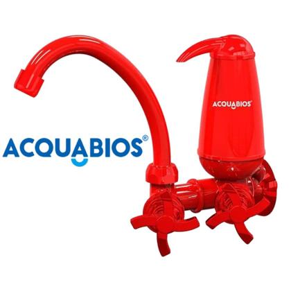 Imagem de Kit Torneira de Cozinha Parede com Filtro Acquabios 1006-0123 Vermelha + 1 Refil Extra 1007-0003