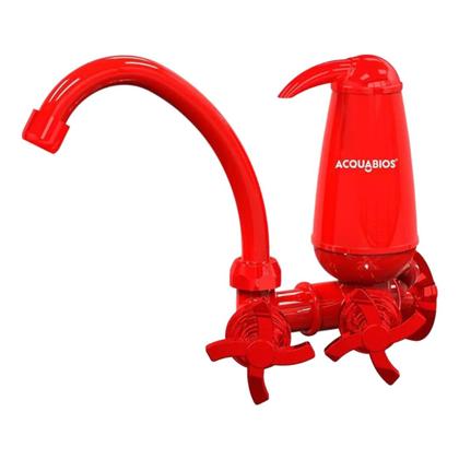 Imagem de Kit Torneira de Cozinha Parede com Filtro Acquabios 1006-0123 Vermelha + 1 Refil Extra 1007-0003