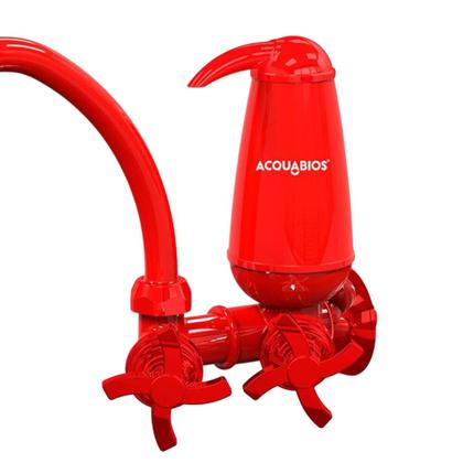 Imagem de Kit Torneira de Cozinha Parede com Filtro Acquabios 1006-0123 Vermelha + 1 Refil Extra 1007-0003