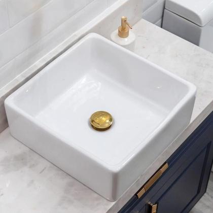 Imagem de Kit Torneira para Banheiro Misturador Monocomando Cascata Alta Dourada Com Válvula Ralo Click Up Luxo Dourada