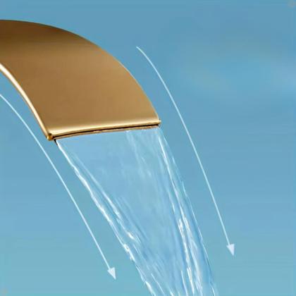 Imagem de Kit Torneira para Banheiro Misturador Monocomando Cascata Alta Dourada Com Válvula Ralo Click Up Luxo Dourada