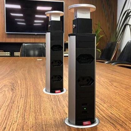 Imagem de Kit Torre Tomada Multiplug 2 Tomadas 2 USB e Torre Tomada 3 Tomadas Bivolt