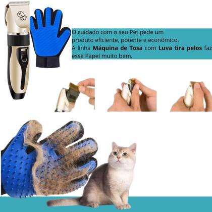 Imagem de KIT Tosa Pet + Luvas Tira Pêlos portátil e leve