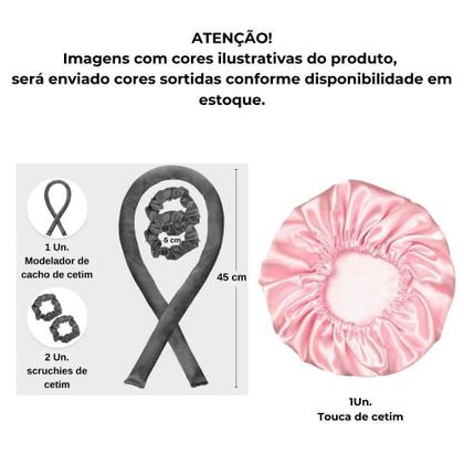 Imagem de Kit Touca De Cetim Com Modelador De Cetim Antifrizz