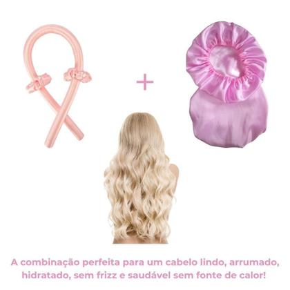Imagem de Kit Touca De Cetim Com Modelador De Cetim Antifrizz