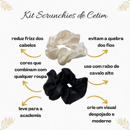 Imagem de Kit Touca de Cetim Dupla Face + 2 Scrunchies de Cetim Aromá