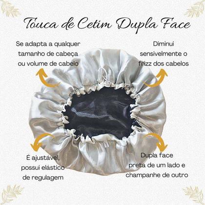 Imagem de Kit Touca de Cetim Dupla Face + 2 Scrunchies de Cetim Aromá