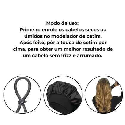 Imagem de KIT Touca de Cetim Dupla Face Big Com Modelador de Cachos de Cetim Sem Fonte de Calor