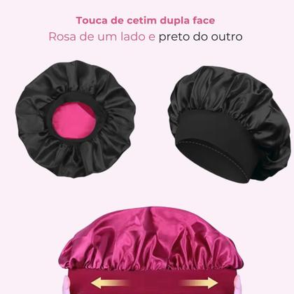 Imagem de Kit Touca De Cetim Dupla Face Big Com Modelador De Cetim