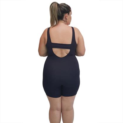 Imagem de Kit Touca e Macaquinho Natação Plus Size com Sustentação Light Preto com Detalhe em Marsala