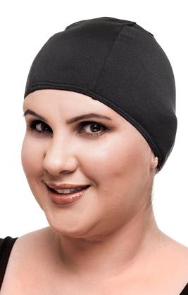 Imagem de Kit Touca e Macaquinho Natação Plus Size com Sustentação Light Preto com Detalhe em Marsala