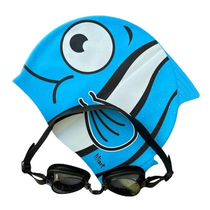 Imagem de Kit Touca Infantil Personagens + Óculos UV Para Natação Toca Piscina