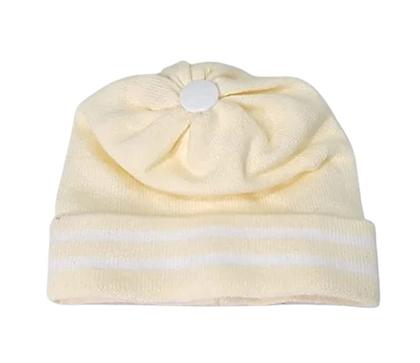 Imagem de Kit Touca Luva e Sapatinho Tricot Tricô AMARELO LISTRADO para Bebê RN 0 a 3 meses TRICART