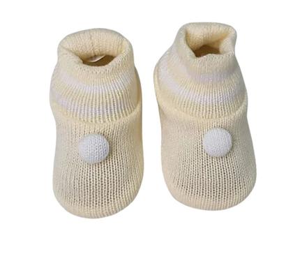 Imagem de Kit Touca Luva e Sapatinho Tricot Tricô AMARELO LISTRADO para Bebê RN 0 a 3 meses TRICART