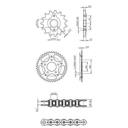 Kit Transmissão Coroa Pinhão Speed 150 2008 a 2015 Corrente sem Retentor Riffel Imagem de Kit Transmissão Coroa Pinhão Speed 150 2008 a 2015 Corrente sem Retentor Riffel