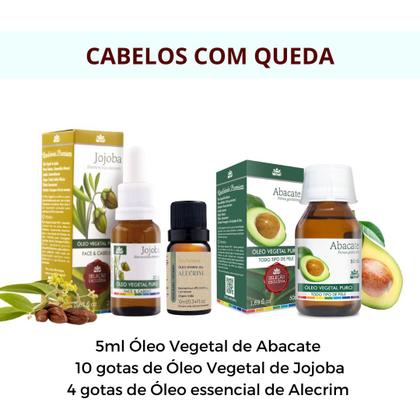 Imagem de Kit Tratamento Cabelos com Queda Óleo Vegetal de Abacate - Jojoba e Essencial de Alecrim