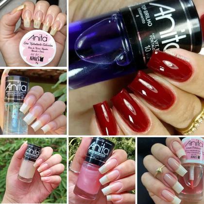 Imagem de Kit Tratamento de Unhas e Cutículas Hidratação Bases e Cera Anita 6 Und