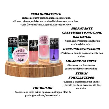Imagem de Kit Tratamento de Unhas e Cutículas Hidratação Bases e Cera Anita 6 Und