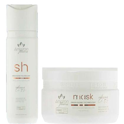 Imagem de Kit tratamento hidratação amazon flowers limpeza alto impacto pos quimica detok 600ml