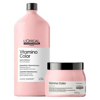 Imagem de Kit Tratamento Loreal Vitamino Color 1,5l Cabelos Coloridos SHAMPOO CONCICIONADOR MÁSCARA