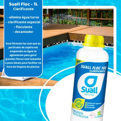 Imagem de Kit Tratamento Piscina Com Clarificante Cloro Redutor Elevador Ph Teste Cloro Inflável Fibra Vinil