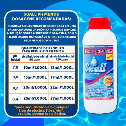 Imagem de Kit Tratamento Piscina Com Clarificante Cloro Redutor Elevador Ph Teste Cloro Inflável Fibra Vinil